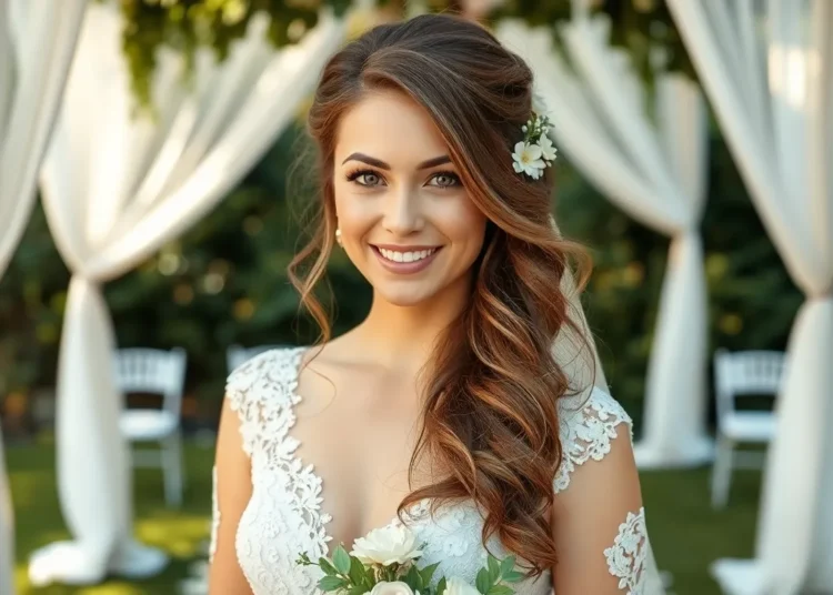 medium length hair half up half down wedding hairstyles